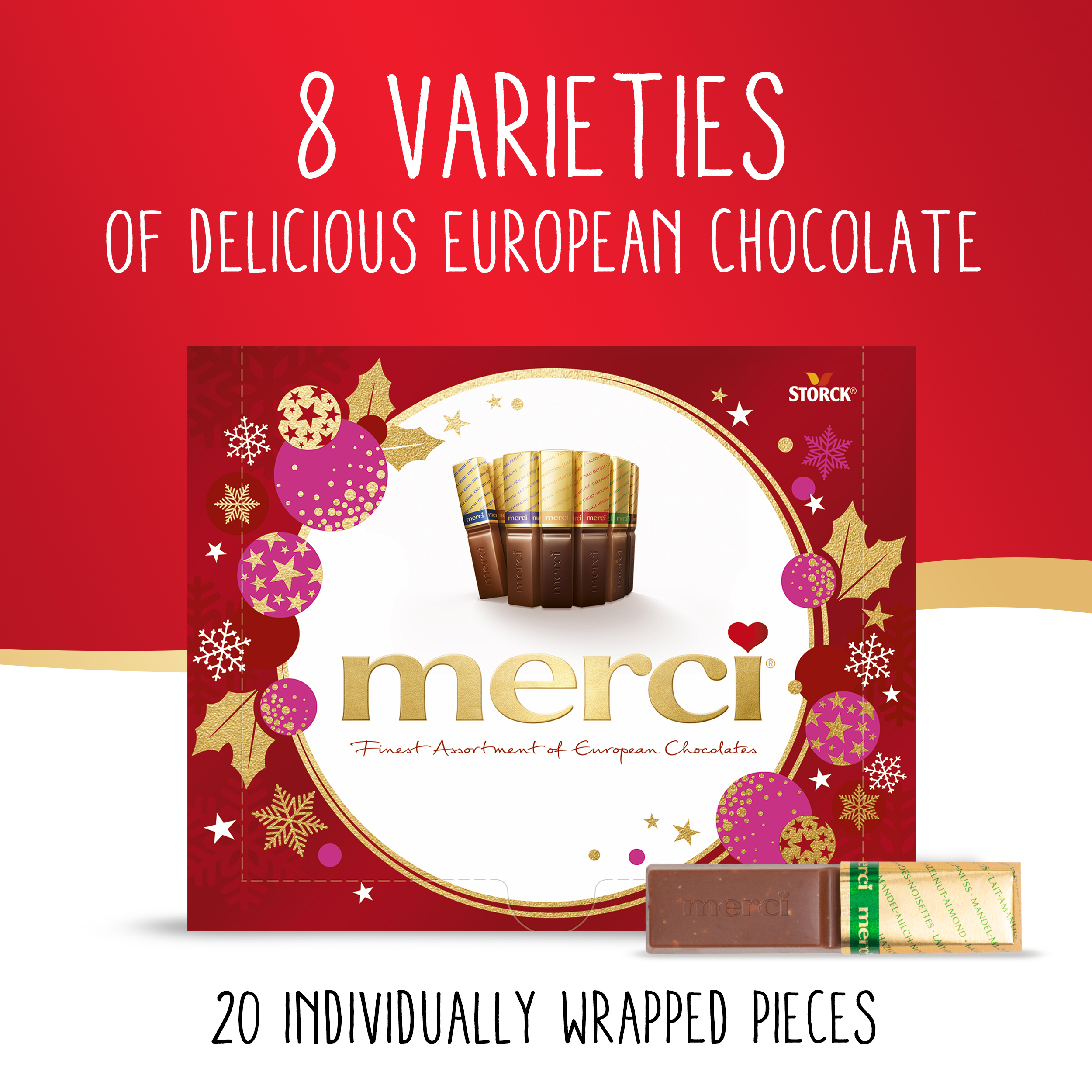 Merci Holiday Finest Assorted European Chocolate Gift Candy