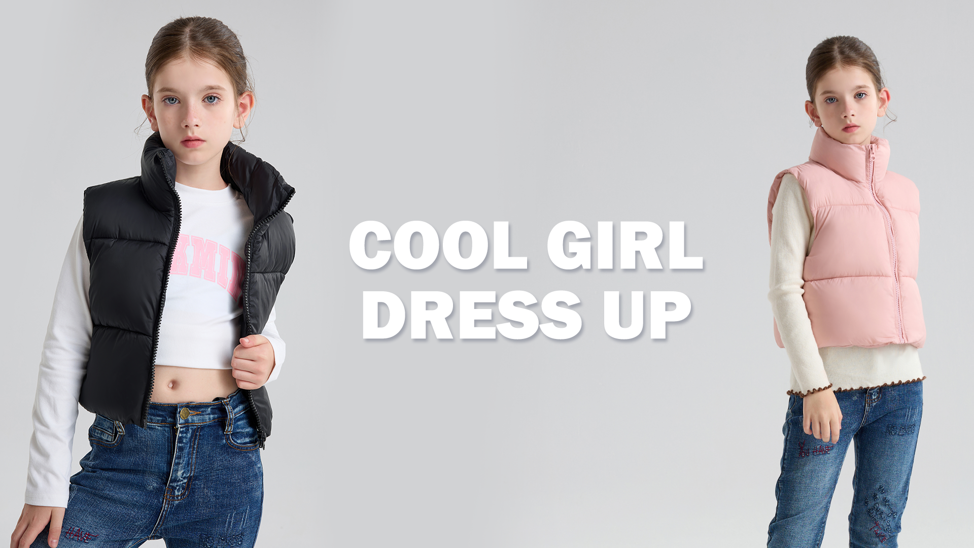 thumbnail video image 2 of SOLOCOTE Girls Puffer Vest Hooded Coat Water-Resistant Warm Winter Fleece Sleeveless Kids Jacket for 6-14 Years, 2 of 7