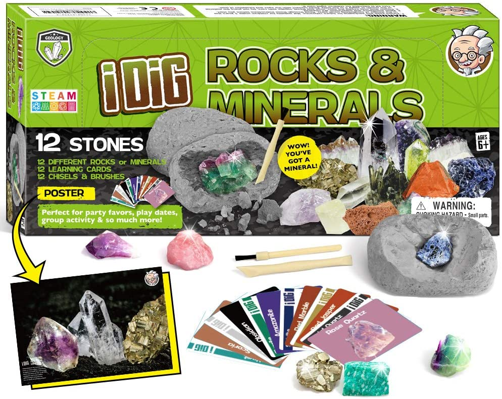 thumbnail video image 2 of Piano Potato 12 Natural Rock & Mineral Dig Kit, Educational STEM Toy for Kids, Gift for Age 6+ Boys and Girls, 2 of 7