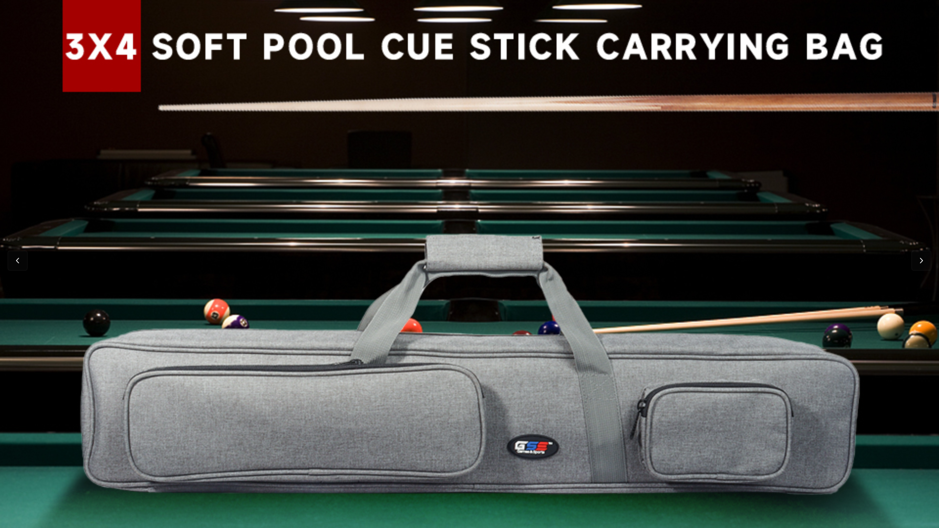 thumbnail video image 2 of GSE Games & Sports Expert 3x4 Soft Nylon Billiard Pool Cue Case. Waterproof Billiard Pool Cue Stick Carrying Bag, Holds 3 Butts and 4 Shafts - Blue, 2 of 8