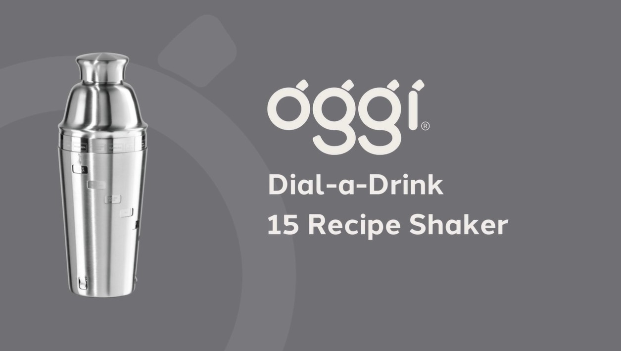 thumbnail video image 2 of Oggi Dial-a-Drink Stainless Steel Cocktail Shaker (1 lt, 34 oz) - Stainless Steel, 2 of 8