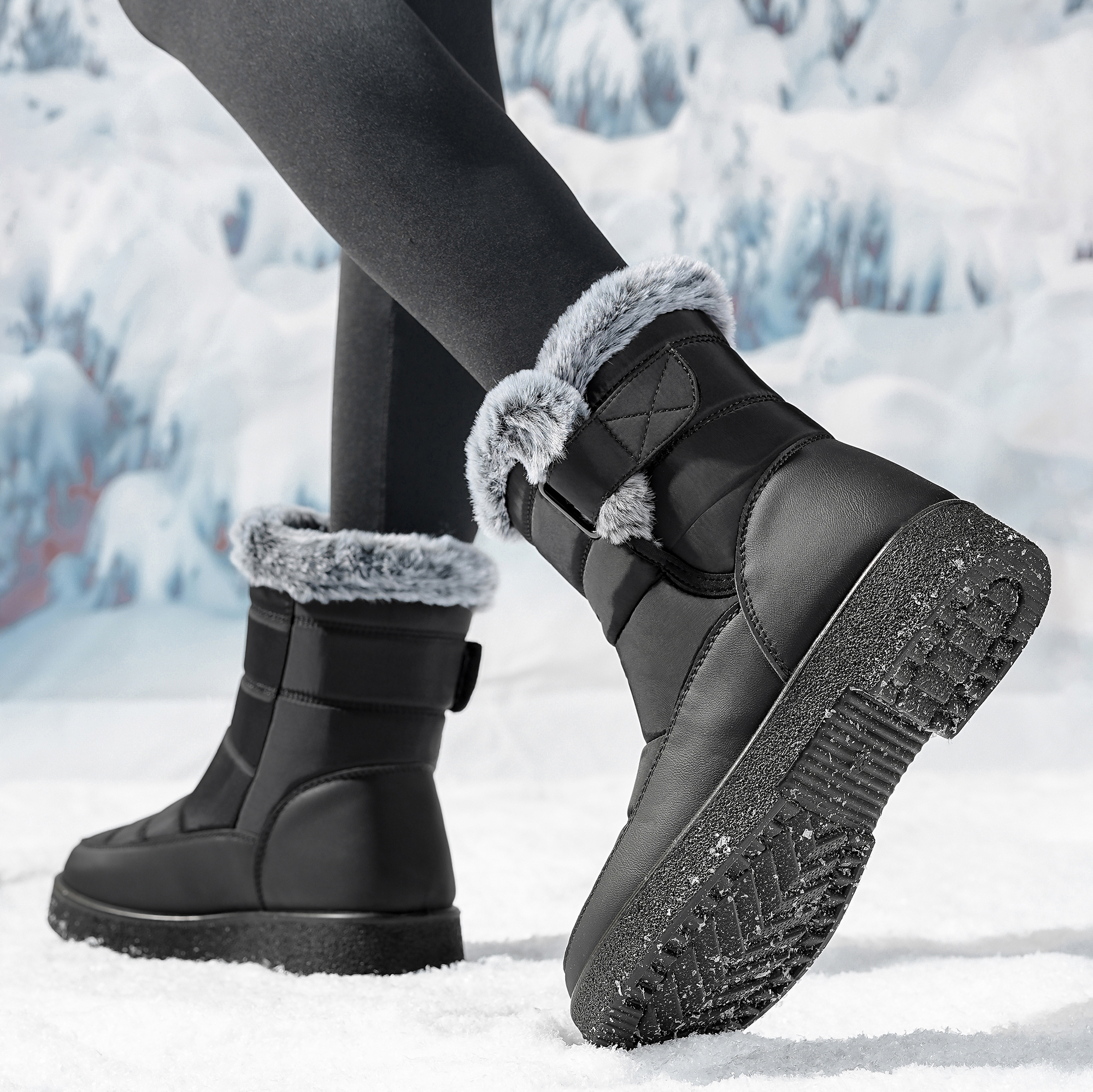 thumbnail video image 2 of Northblanc Womens Snow Boots Winter Shoes with Comfortable Fur Lined Warm Booties Waterproof Non Slip Outdoor Shoes, 2 of 8