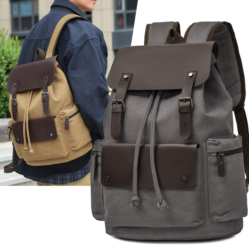 thumbnail video image 2 of SPEKSEE Retro Canvas & Leather Laptop Backpack, Unisex 16 Inch Computer Bag for Work Travel & University, Vintage Style Rucksack, 2 of 7