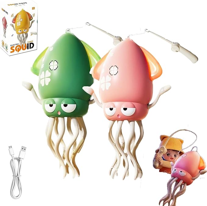 thumbnail video image 2 of Dancing Octopus for Kids, Electric Auto-Avoid Crawling Dancing Squid Toys with Lights & Music, Tummy Time Toys Gifts for Toddlers Ages 1-3(Yellow), 2 of 8