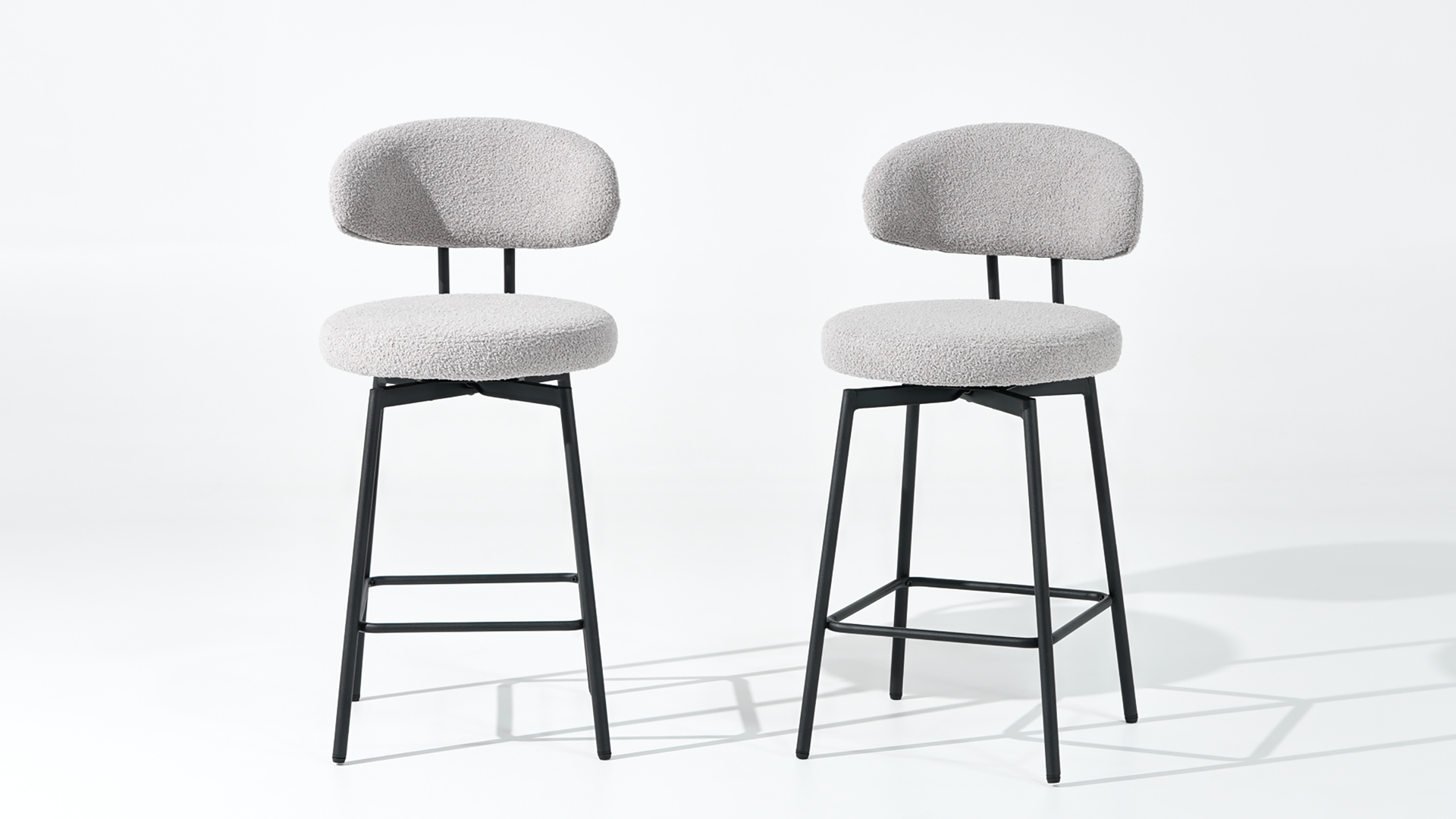 thumbnail video image 2 of WestinTrends Alexandria Modern Upholstered Sherpa Fabric Counter Height Bar Stools with Back (Set of 2), Cream, 2 of 14