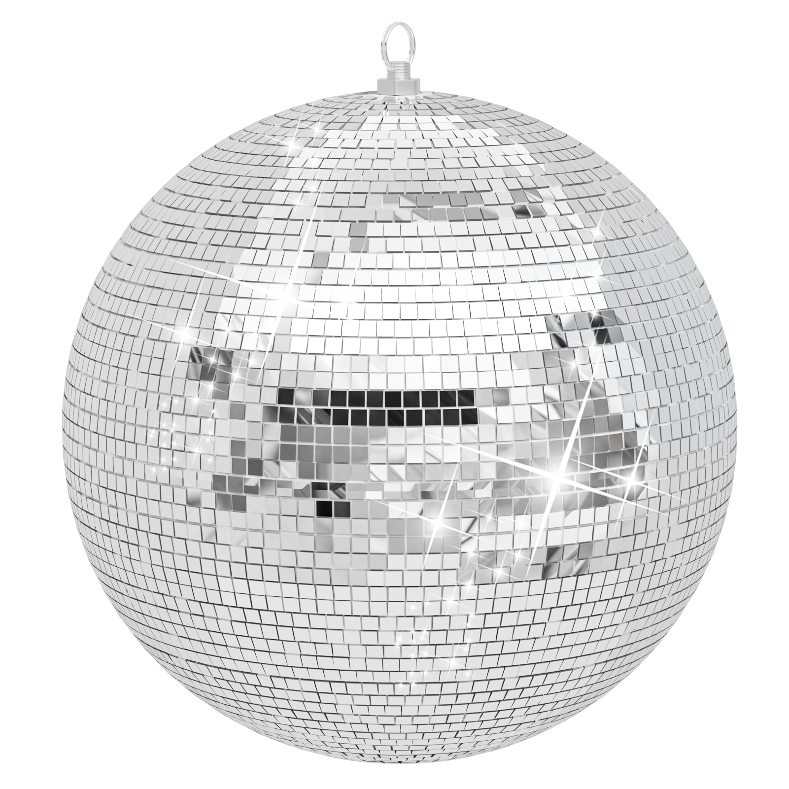 thumbnail video image 2 of Dbuoem Large Disco Ball,Hanging Disco Ball,Silver Color Disco Ball,Big Disco Ball Wedding Decoration (12/16/20Inch)，as show, 2 of 14