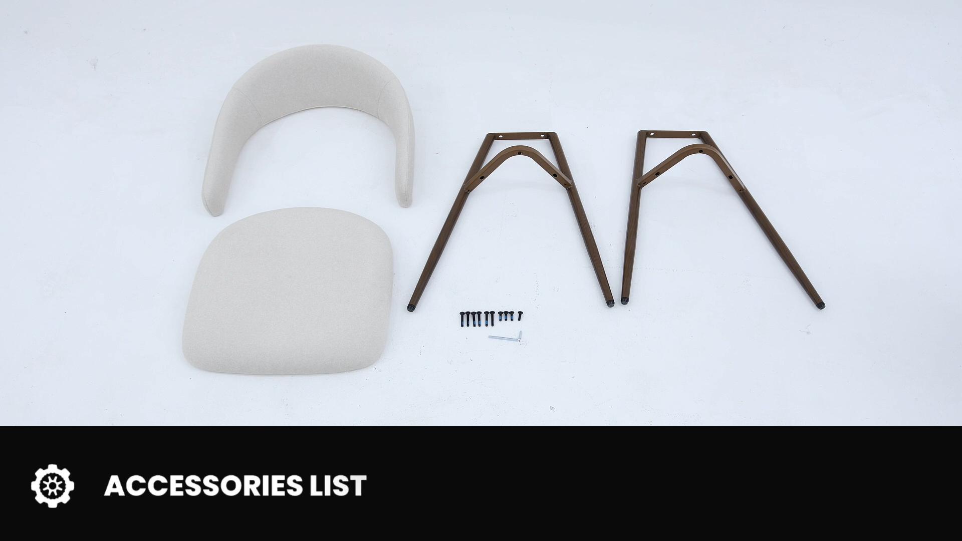 thumbnail video image 2 of EOP Modern Linen Fabric Dining Chairs Set of 2, Upholstered Kitchen Chair with Metal Leg for Dining Room Restaurant, Beige, 2 of 14