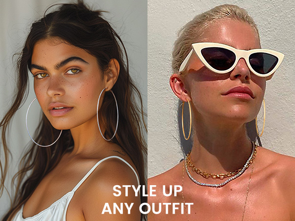 thumbnail video image 2 of KeyStyle 20mm Hoop Earrings Stainless Steel Hoop Earrings for Women Lightweight Earrings Jewelry Everyday Birthday Gift for Women, 2 of 11