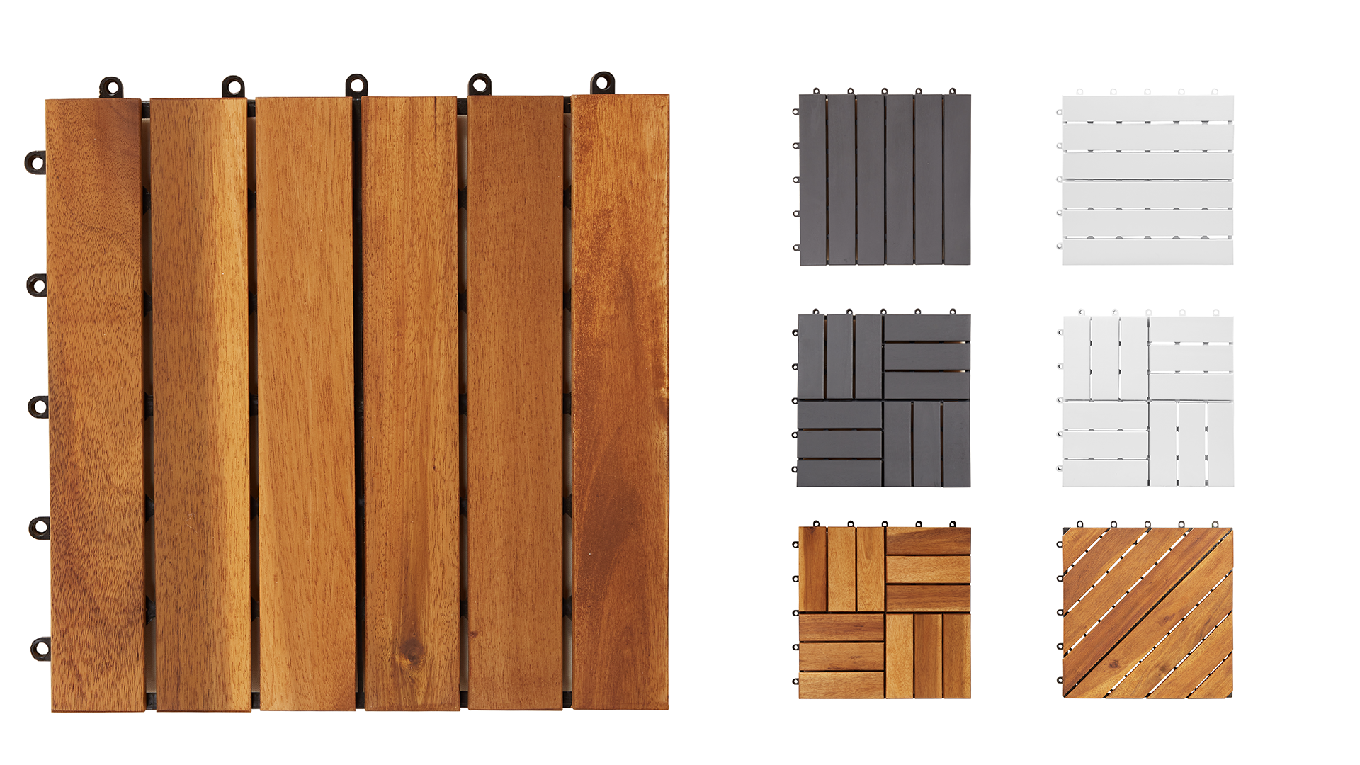 thumbnail video image 2 of vidaXL 10 Pcs Acacia Decking Tiles 11.8"x11.8", 2 of 10