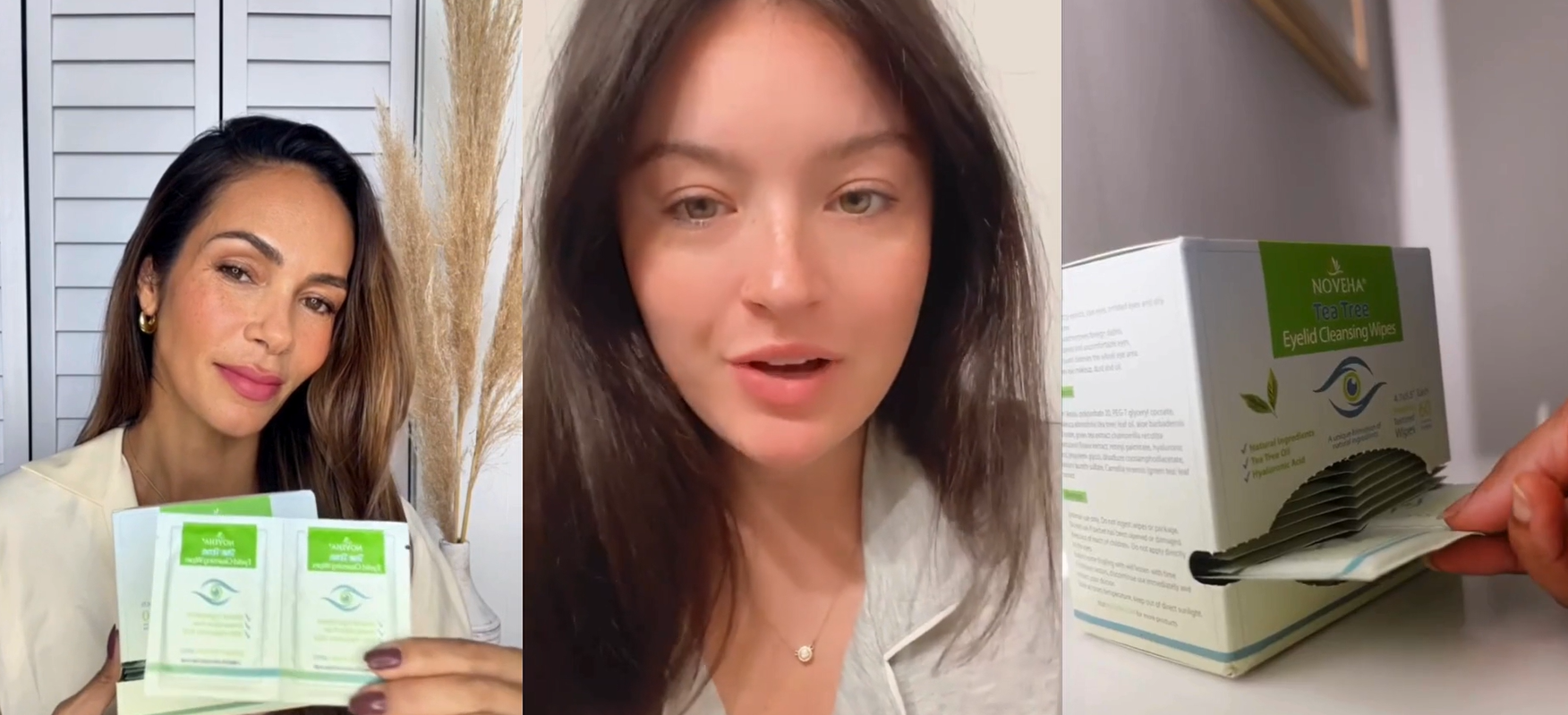 thumbnail video image 2 of NOVEHA Tea Tree Oil Eyelid Wipes | Blepharitis, Itchy & Stye Eyes – With Hyaluronic Acid, Green Tea & Chamomile, Natural Eye Makeup Remover & Daily Cleanser | Individually Wrapped | Pack of 60, 2 of 10