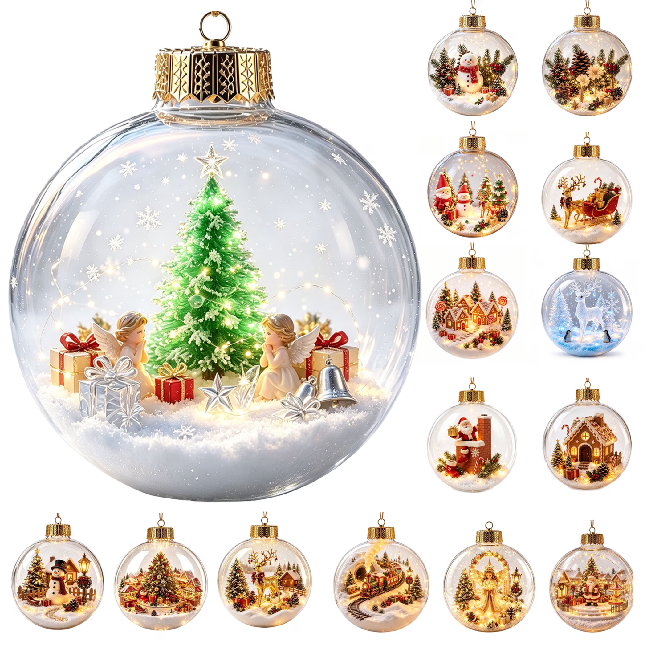 thumbnail video image 2 of Akmoler Glowing Christmas Story Ornament, 3.94in Mini Holiday Scene Christmas Balls, Christmas Decorations for Tree Mantel, Holiday & Gifting Use, 2 of 8