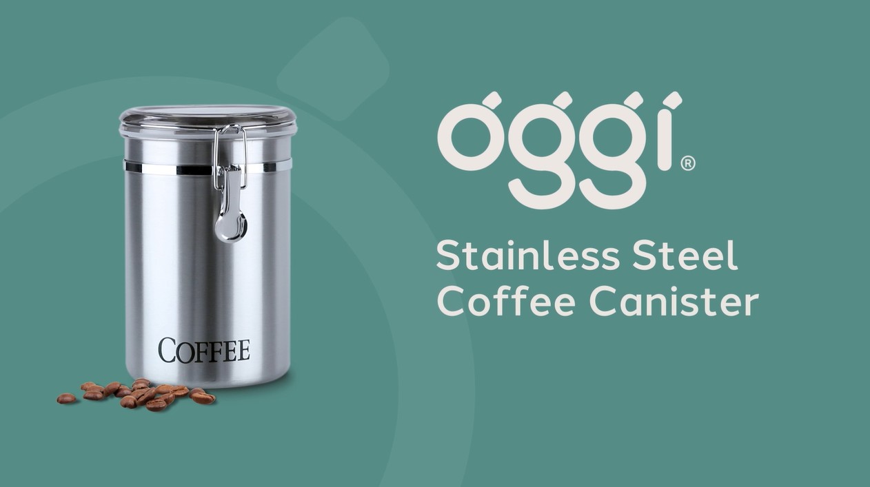 thumbnail video image 2 of Stainless Steel Coffee Canister, 2 of 8