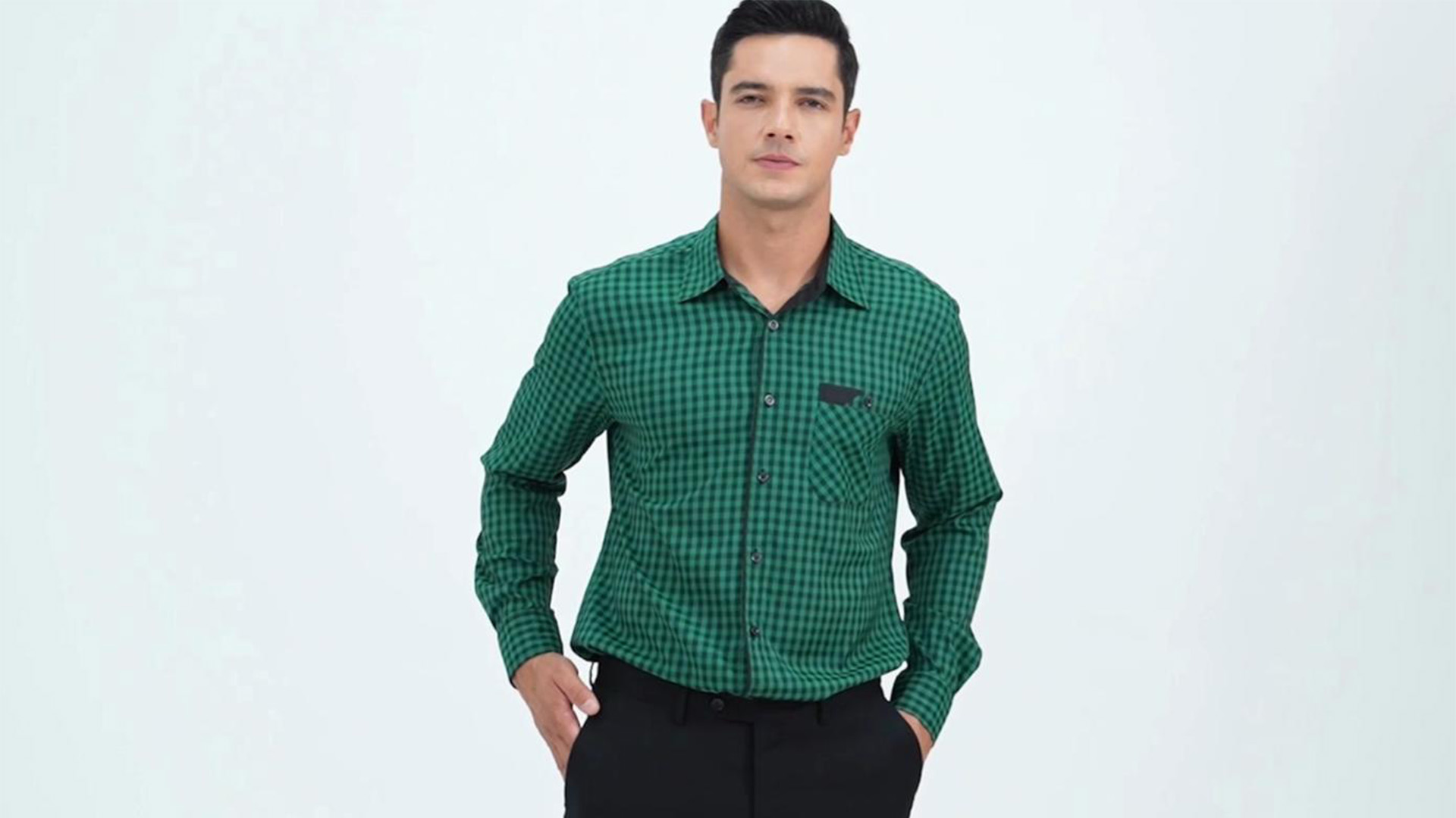 thumbnail video image 2 of Men's Plaid Shirts Long Sleeve Button Down Shirts Regular Fit Work Shirt with Pocket Purple 3XL, 2 of 9