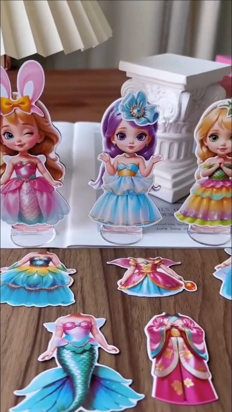 thumbnail video image 2 of Jacone Magnetic Dress up Dolls - Girls Fun Mix and Match Play Magnetic Paper Dolls with 4 Themed Magnetic Costume Stickers for Creating Imaginative Birthday Gifts, 2 of 7