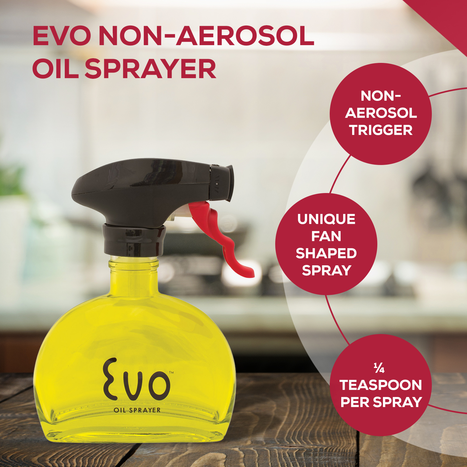 thumbnail video image 2 of Evo Glass Oil Sprayer, Non-Aerosol For Olive Oil, Cooking Oils And Vinegars, Purple, 6-Ounce Capacity, For Grilling, Roasting, Air Frying, Baking And Salad Prep, 2 of 11
