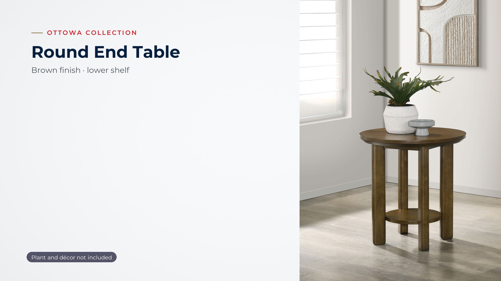 thumbnail video image 2 of Coaster Ottowa 22" Round Transitional Wood Side End Table with Shelf in Brown, 2 of 13