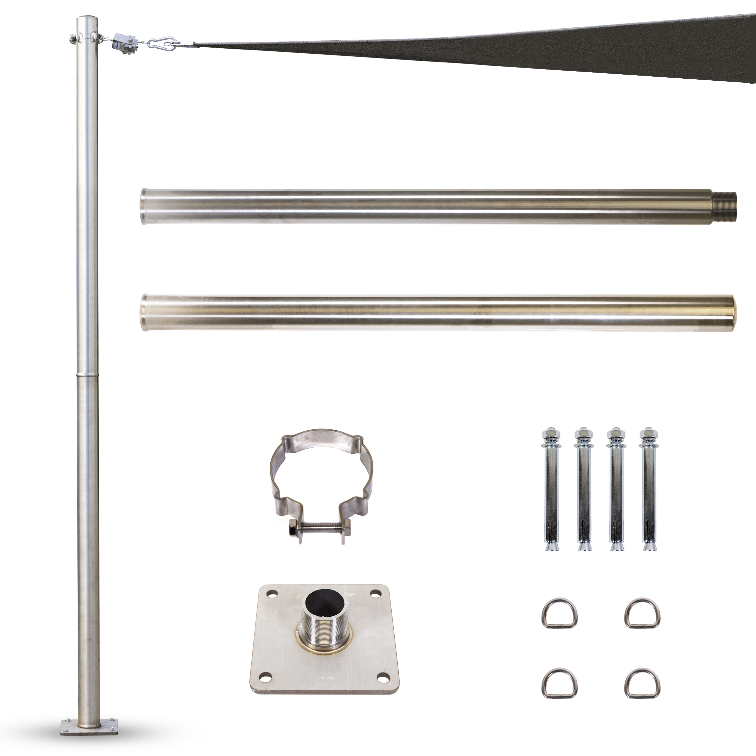 thumbnail video image 2 of ColourTree, 8ft Tall Stainless Steel Sun Shade Sail Pole & Mounting Height Adjustable, 2 of 7
