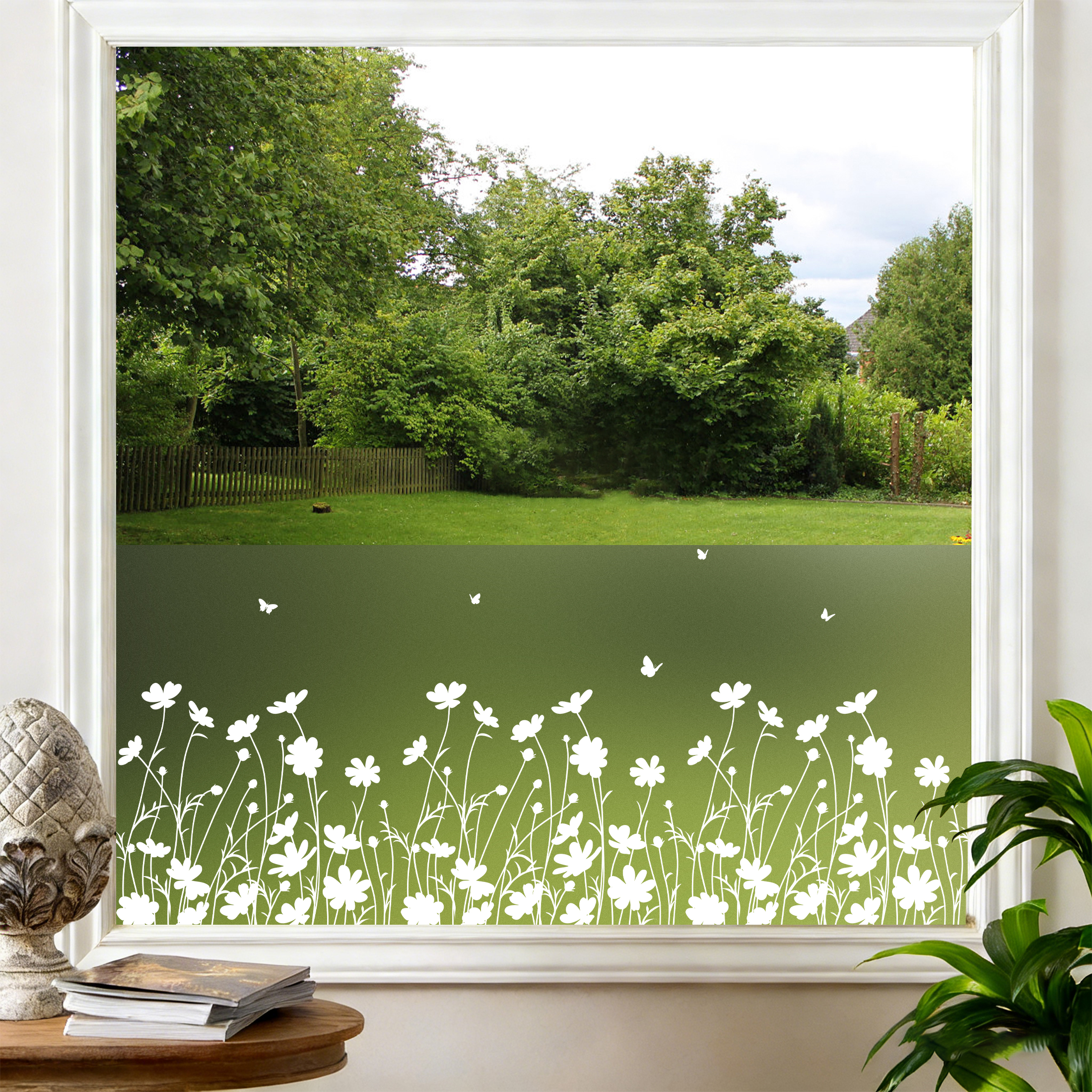 thumbnail video image 2 of DKTIE 17.7" x 78.7" Daisy-pattern Decorative Privacy Window Film, Providing Shade and UV Protection, with Static Electricity Absorption Feature and Reusable, Suitable for any Scenario, 2 of 8