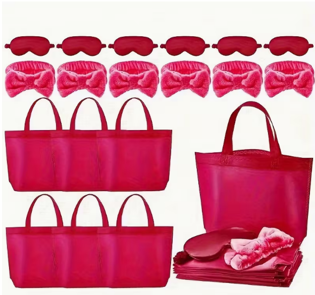 thumbnail video image 2 of 18 Pcs Spa Party Favors Set for Women, Red Spa Gift Set with Tote Bags, Soft Headbands and Sleep Eye Masks, Relaxation Party Supplies for Bridal Shower, Birthday, Girls Night, Self Care Gifts, 2 of 6