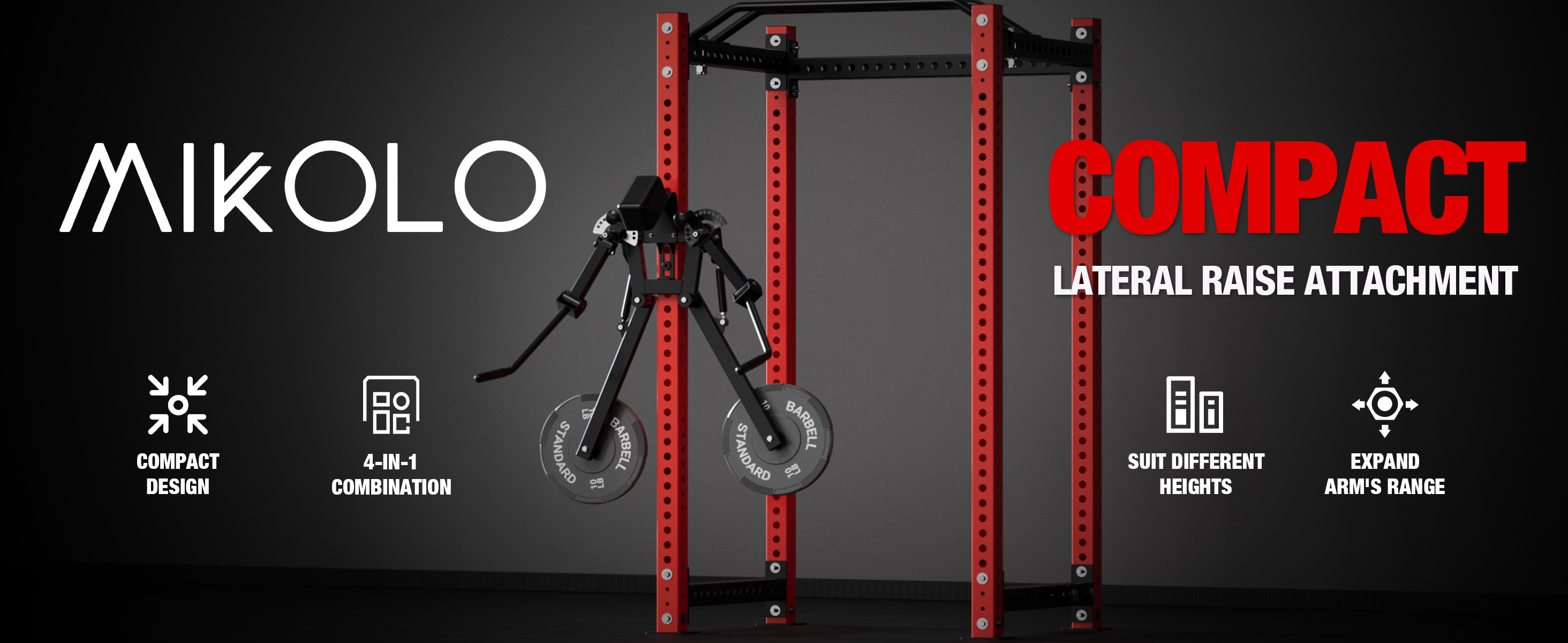 thumbnail video image 2 of Mikolo Power Rack Lateral Raise Attachment, Compact Standing Lateral Raise Machine, 13 Adjustable Positions Shoulder Machine for 180LBS Weight Capacity, 2 of 10