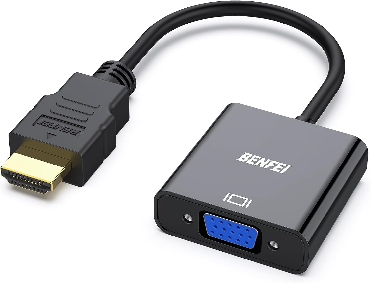 thumbnail video image 2 of BENFEI HDMI to VGA Adapter (Male to Female), Gold-Plated ,Black, 2 of 8