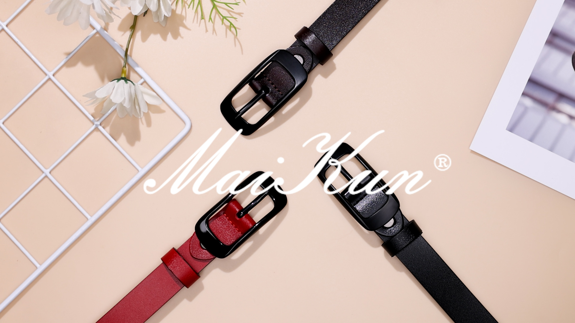 thumbnail video image 2 of Maikun Womens Belts Leather Black Belts for Women Belt for Jeans Black Pin Belt Buckle, 2 of 8