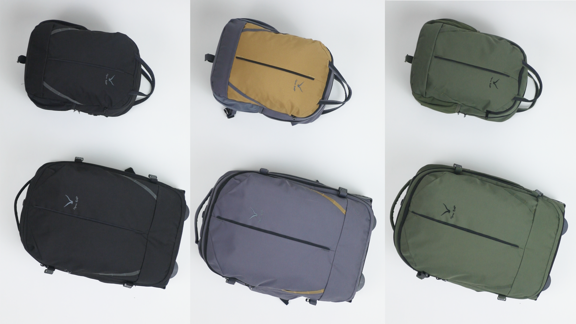 thumbnail video image 2 of Hynes Eagle 2 in 1 Rolling Backpack with Detachable Daypack Unisex Carry On Luggage Set, Black, 2 of 11