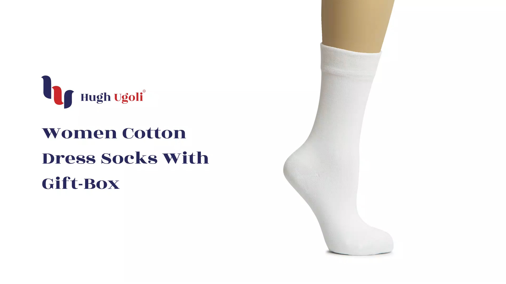thumbnail video image 2 of HUGH UGOLI Women's Cotton Dress Socks for Business and Trouser, Thin Crew Socks, Seamless Toe, 4 Pairs with Luxury Gift Box, Army Green, Shoe Size: 8-11, 2 of 7