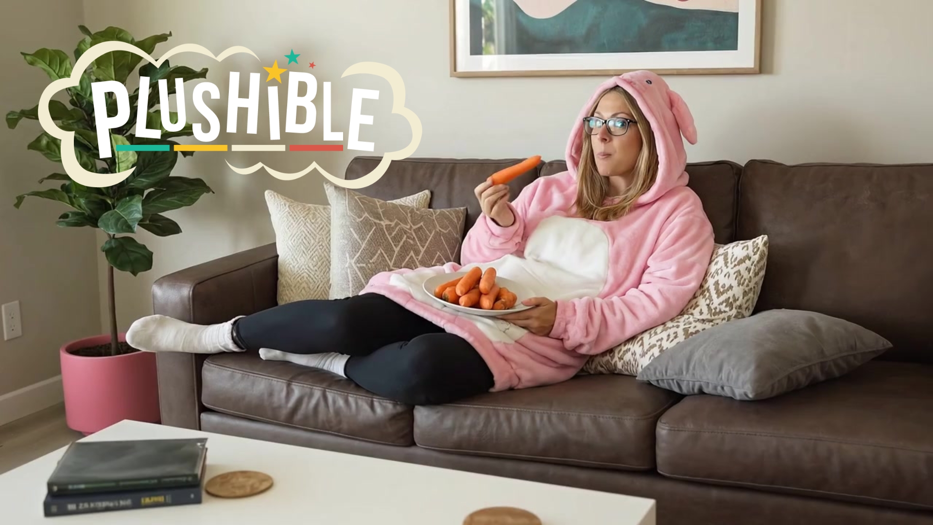 thumbnail video image 2 of Mochi Bunny Adult Snugible 2-in-1 Blanket Hoodie  Pillow, 2 of 7