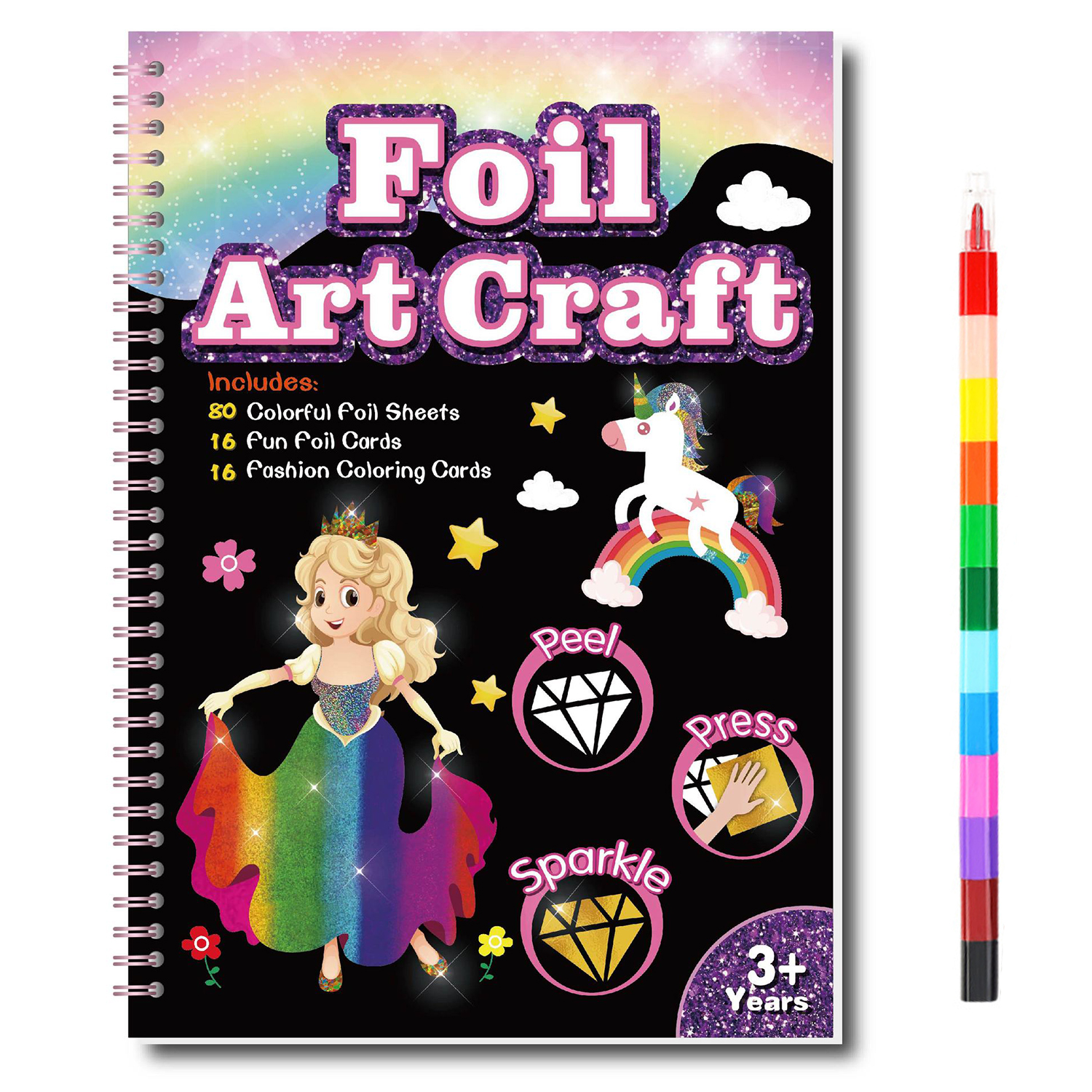 thumbnail video image 2 of Foil Art Craft Kit , Crafts for  Fun Art Supplies DIY Creative Travel Toy, Birthday Gift Party Favor Toys, 2 of 9