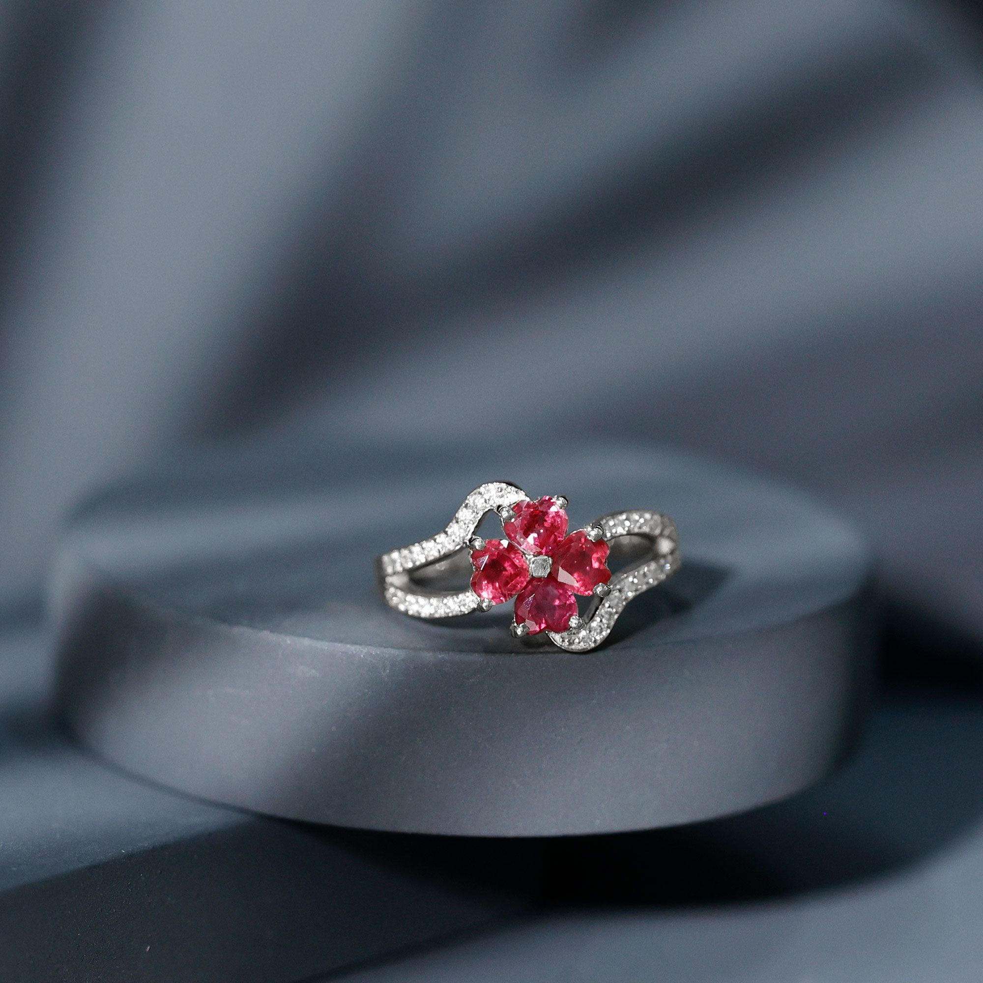 thumbnail video image 2 of Rosec Jewels Ruby Floral Engagement Ring for Women - AAA Quality - Natural Ruby Diamond Ring with Jewelry Box, 925 Sterling Silver, US 3.50, 2 of 9