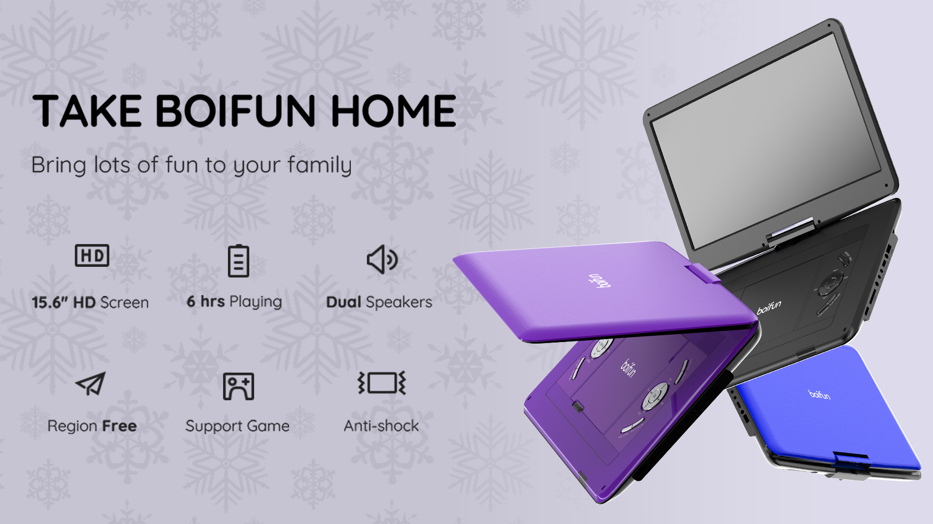BOIFUN ポータブルDVDプレーヤー 15.6インチ　17.9型 Amazon.co.jp: ポータブルDVDプレーヤー 17.9型 BOIFUN 15.6