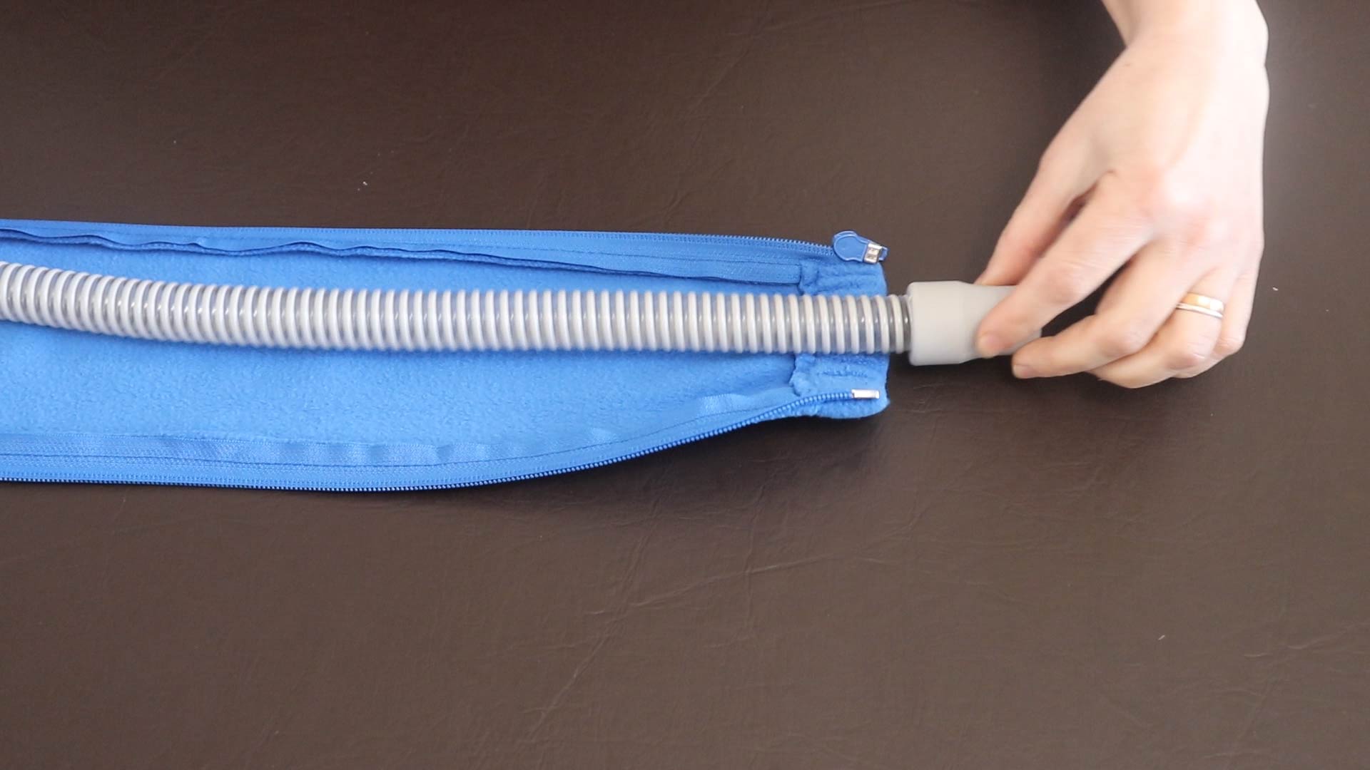 thumbnail video image 2 of CPAP Hose Cover with 4 Holding Clips, Universal and fit all 6 ft CPAP tubes, Soft Fleece Tubing Wrap Insulator with Zipper., 2 of 8