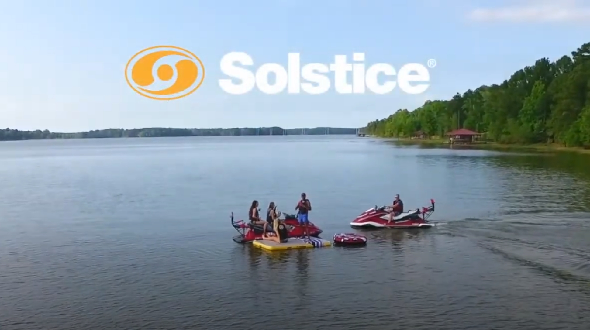 thumbnail video image 2 of Solstice 10' x 8' Inflatable Convertible Floating Slide Dock w/Pump and Bag, 2 of 11