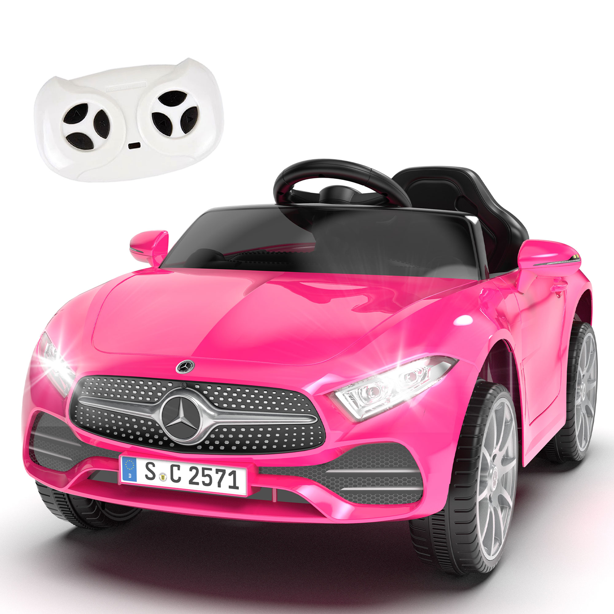 thumbnail video image 2 of Xuanlur Licensed Benz CLS 350 Kids Ride On Car, 12V Electric Ride On Toy with Parent Remote Control, Spring Suspension, Bluetooth Music & LED Lights (Pink), 2 of 8