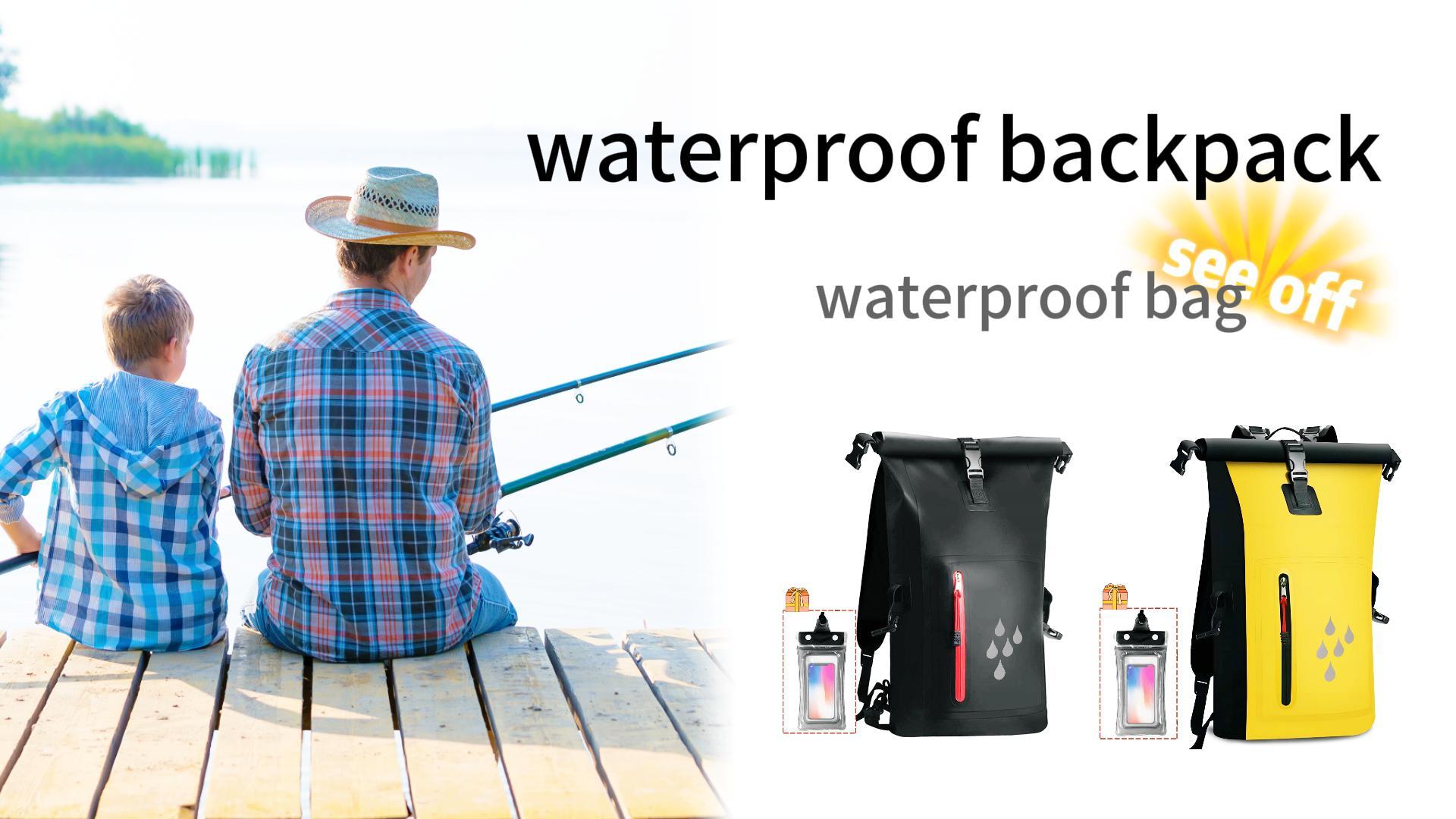 thumbnail video image 2 of thovorrnl 25L Waterproof Dry Bag Backpack, Heavy Duty Roll Top Floating Dry Bags with Waterproof Phone Pouch for Kayaking Hiking Beach Boating, Black, 2 of 7