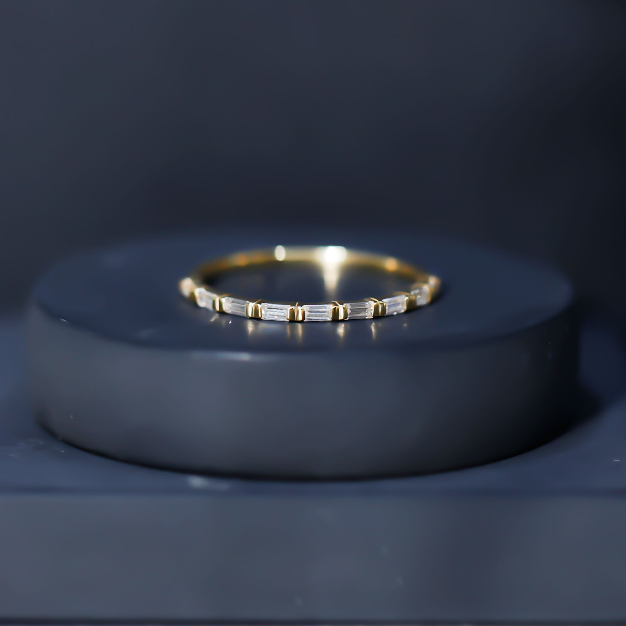 thumbnail video image 2 of Rosec Jewels Certified Moissanite Half Eternity Ring - D-VS1 Quality - Baguette Moissanite Stackable Ring - with Jewelry Box, 10K White Gold, US 11.50, 2 of 8
