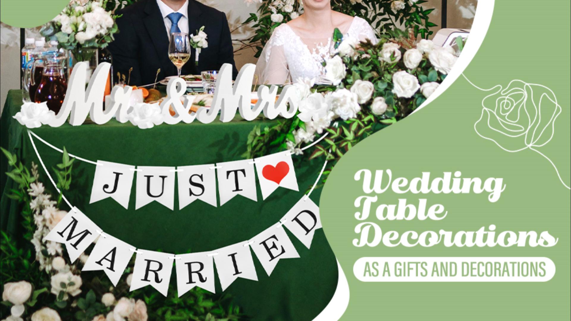 thumbnail video image 2 of Ayieyill Mr and Mrs Sign for Wedding Party Table, Wedding Decorations for Reception, Wedding Signs (White with Banner), 2 of 8