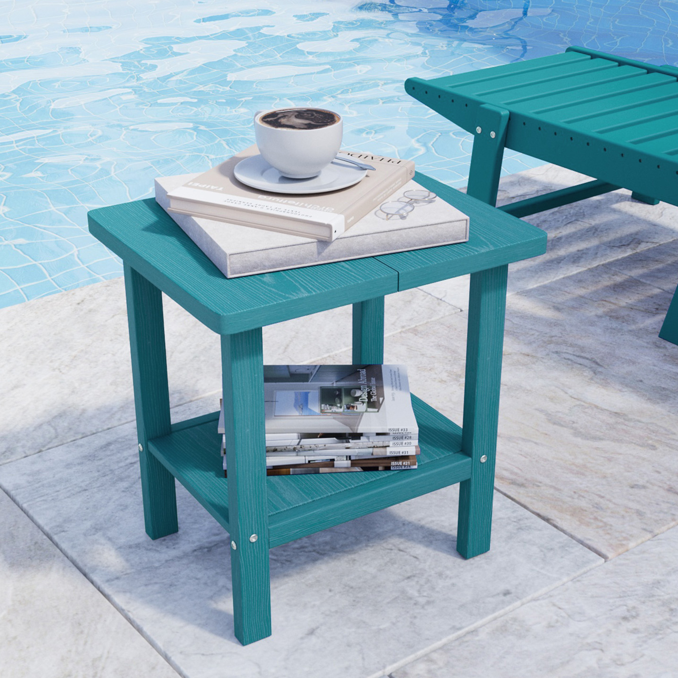 thumbnail video image 2 of AreShark 2-Tier Outside Adirondack Side Table, Weather Resistant Square Outdoor Side Tables, Outdoor End Table for Backyard Pool Indoor Companion Front Porch, Brown, 2 of 8