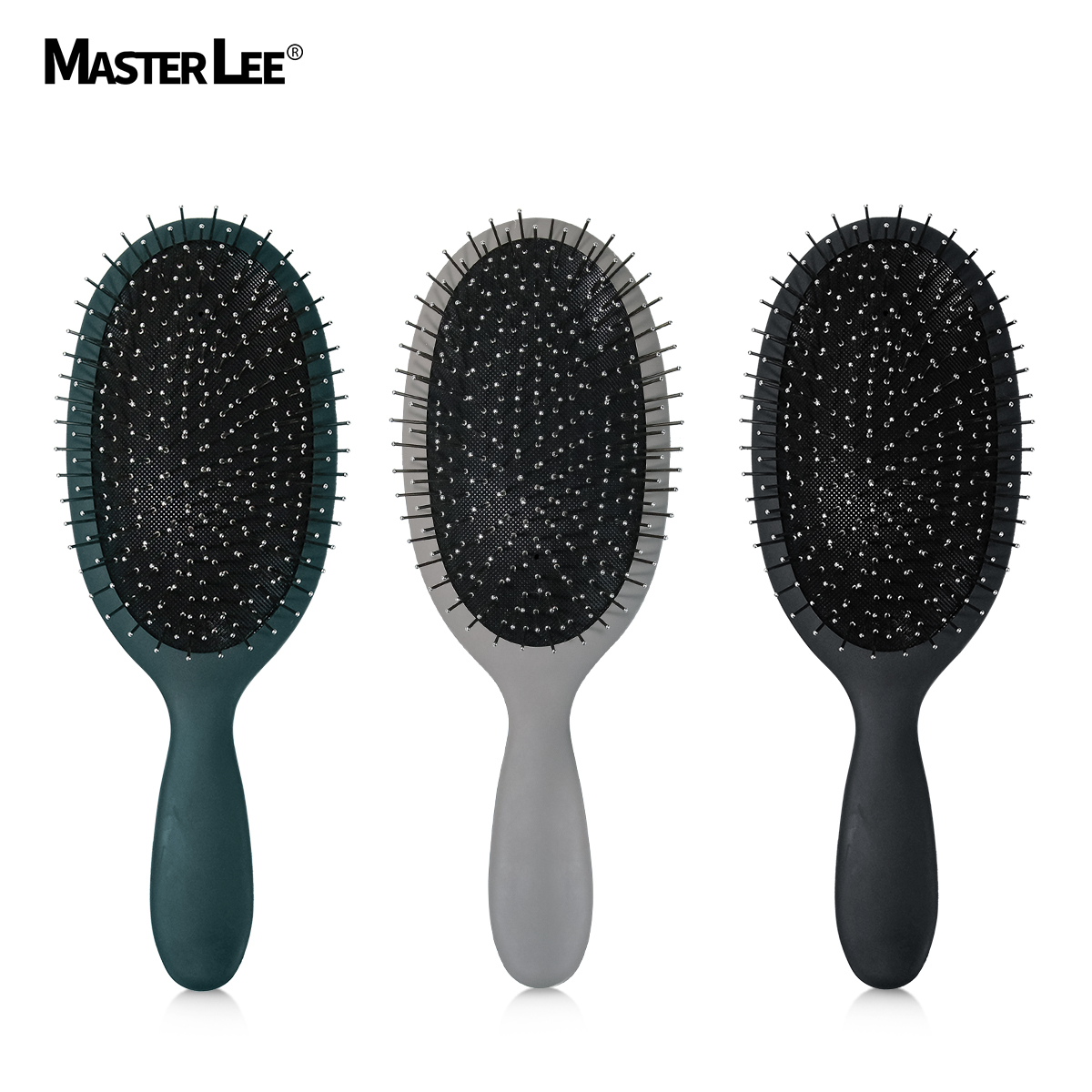 thumbnail video image 2 of IMY-1pc, Paddle Air Bag Professional Massage Detangling Hair Brush,Gray,Silver Steel Needle Comb Teeth, 2 of 5