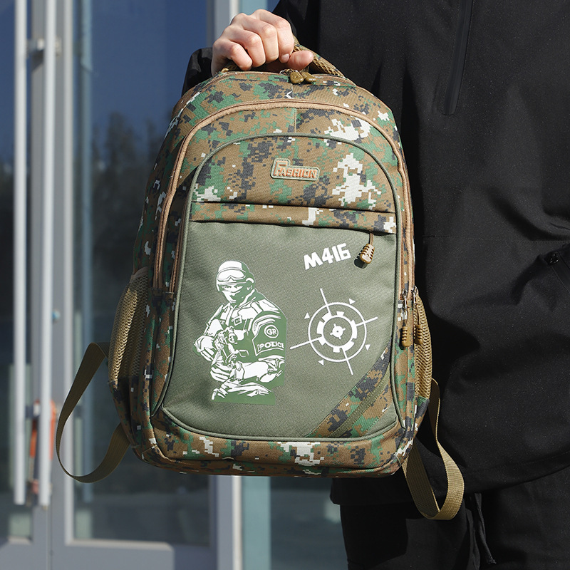 thumbnail video image 2 of 18 In Waterproof Camouflage Backpack,Camo Tactical Boys Girls Bookbag For Hiking Climbing Camping Outdoor Travel-Blue, 2 of 8