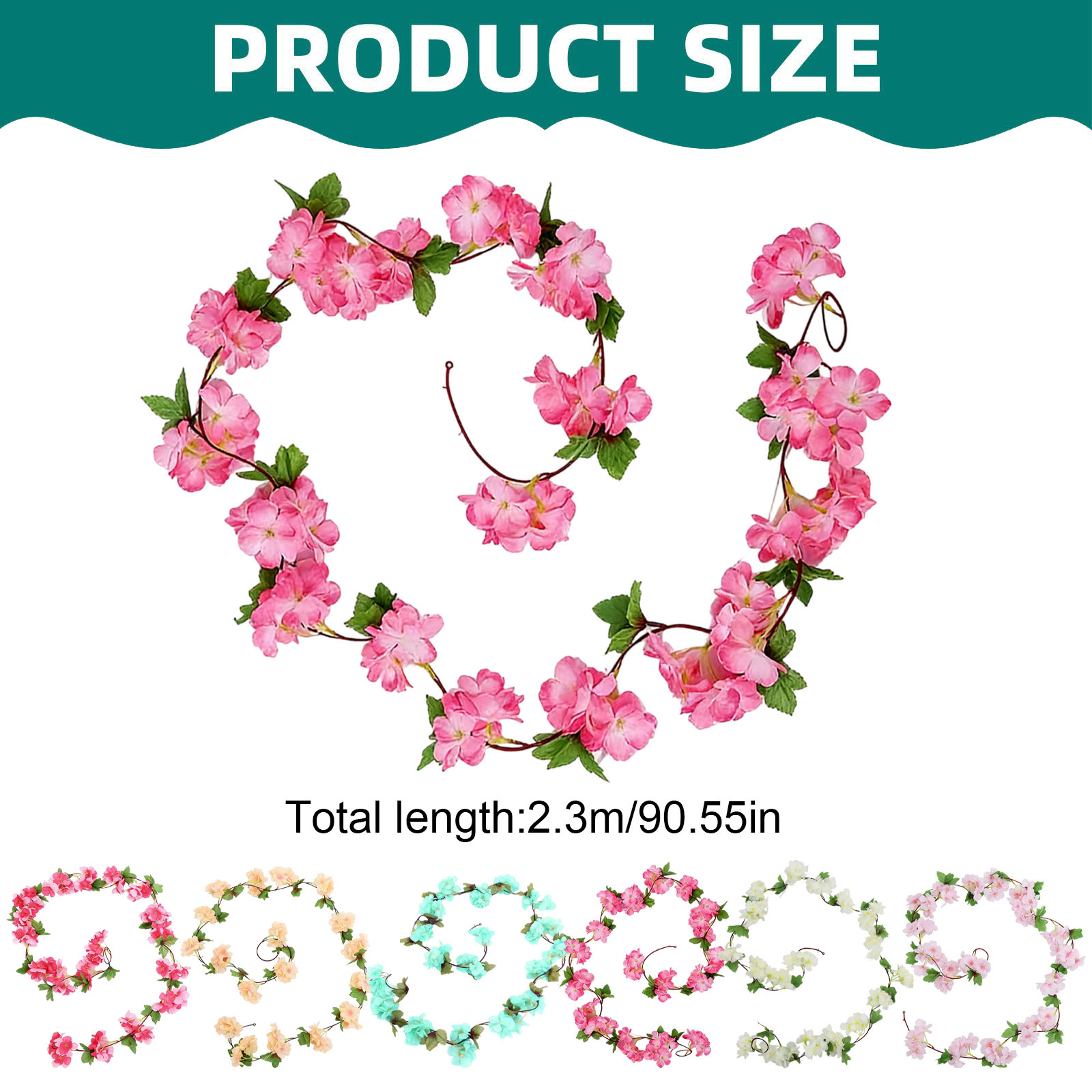 thumbnail video image 2 of Peach Artificial Cherry Blossom Vine Garland - 90.55in Plastic Flower Garland for Home/Wedding Wall Decor, Pipe Cover (F), 2 of 10