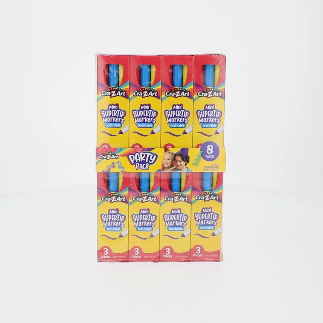 3 pack) Cra-Z-Art Super Tip Art Markers Party Pack, 8 Packs of 3