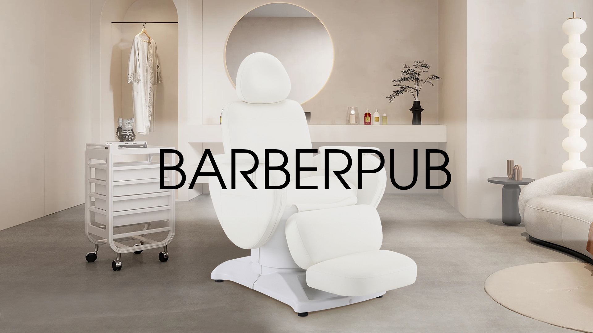 thumbnail video image 2 of BarberPub Electrical Facial Beauty Bed with 3 Motors,Adjustable Massage Table Chair, PU Leather, 440 lbs Capacity(White), 2 of 13