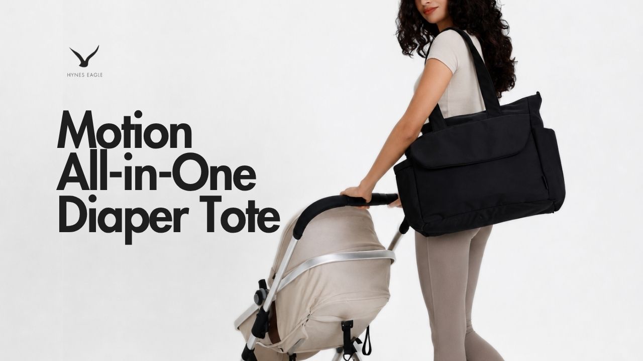 thumbnail video image 2 of Motion All-in-One Diaper Tote - Hynes Eagle - Black, 2 of 8