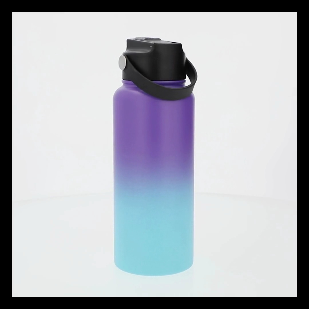 Athletic Works 32oz Stainless Steel Water Bottle with Flip Straw Lid,  Purple Teal Ombre - Walmart.com