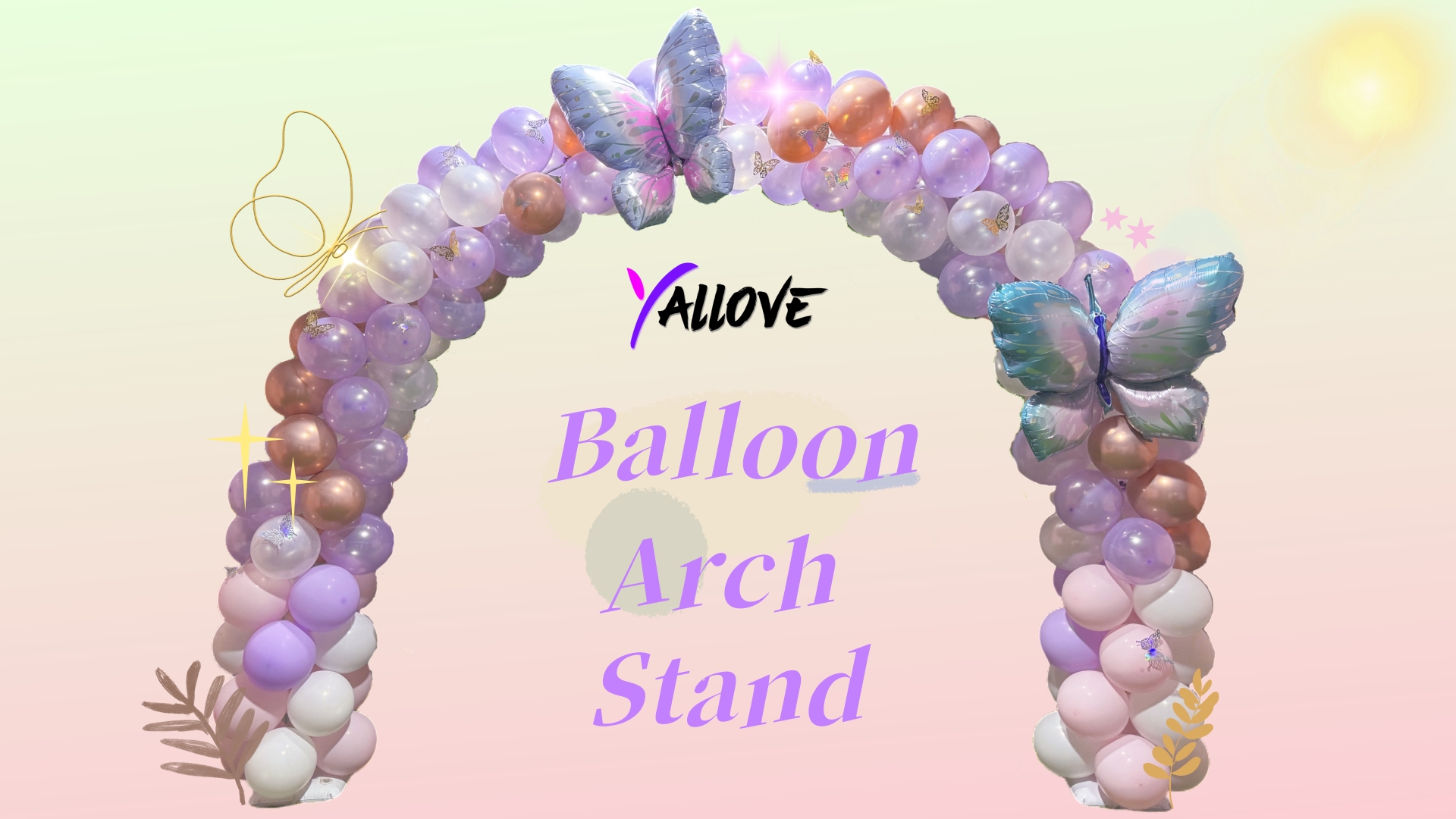 thumbnail video image 2 of YALLOVE Tabletop Balloon Arch Frame, Adjustable Balloons Arch Stand for Tables with 40 Clips, Idel for All Party, 2 of 7