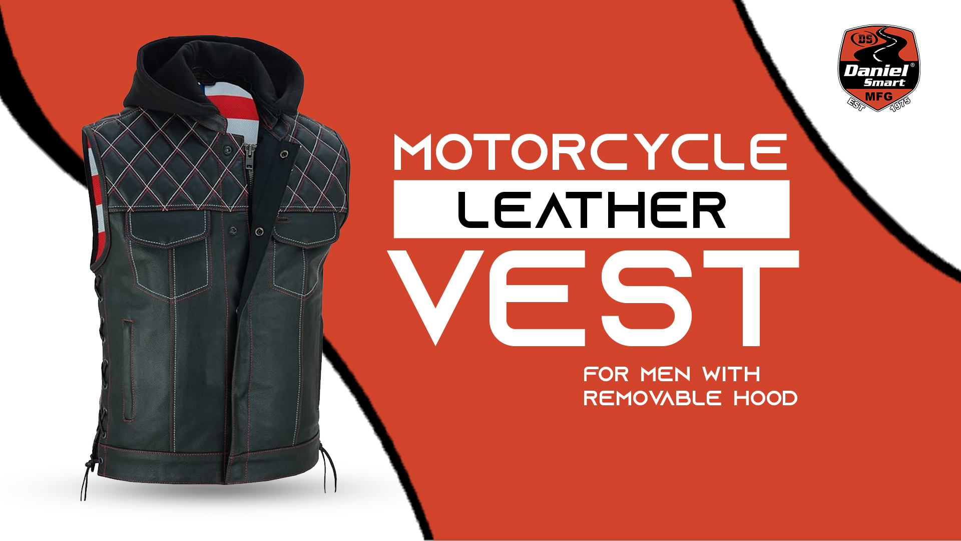 thumbnail video image 2 of Daniel Smart Leather Motorcycle Vest Premium Cowhide Biker Vest for Men with Removable Hood, 2 of 8
