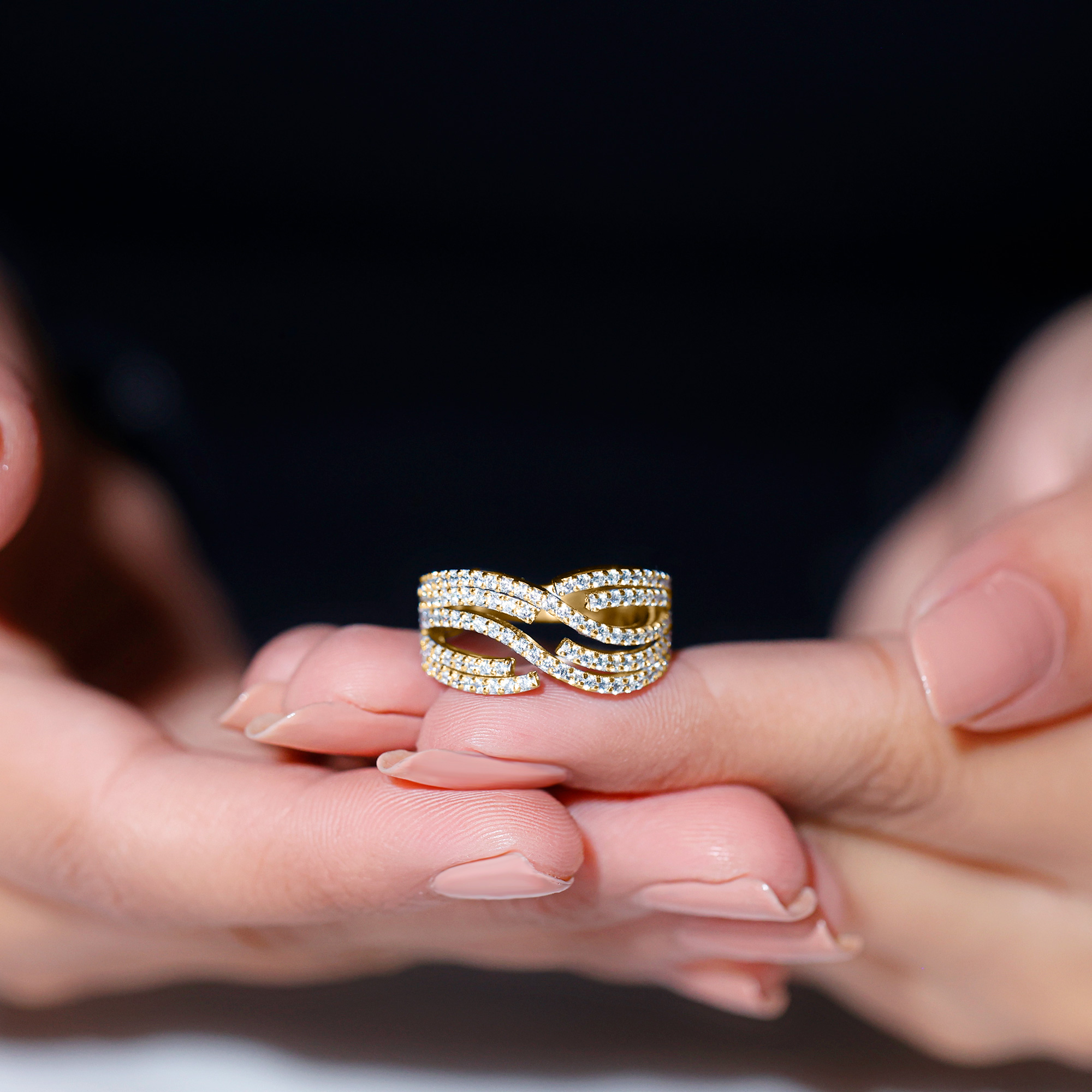 thumbnail video image 2 of Rosec Jewels Lab Created Diamond Wedding Band for Women - Statement Infinity Ring - EF-VS Quality, 10K White Gold, US 4.00, 2 of 9