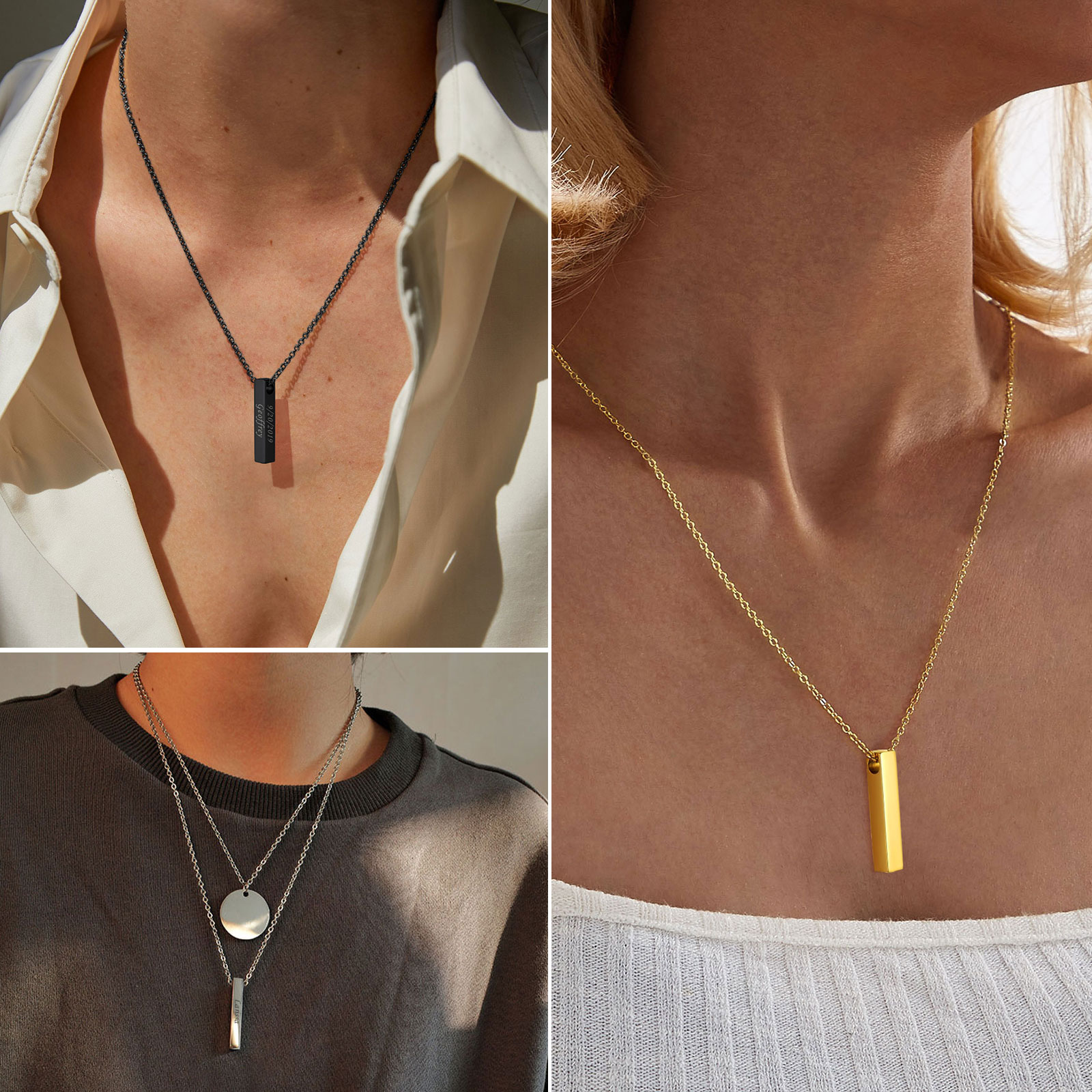 thumbnail video image 2 of FindChic Urn Necklaces for Ashes Women Vertical Bar Pendant Necklace Stainless Steel Waterproof Cremation Urn Jewelry with Funnel Birthday Mothers Day Gifts for Mom Her Wife, 2 of 7